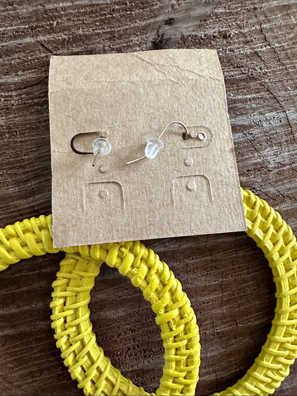 Vibrant Yellow Woven Hoop Earrings - Picture 3 of 3